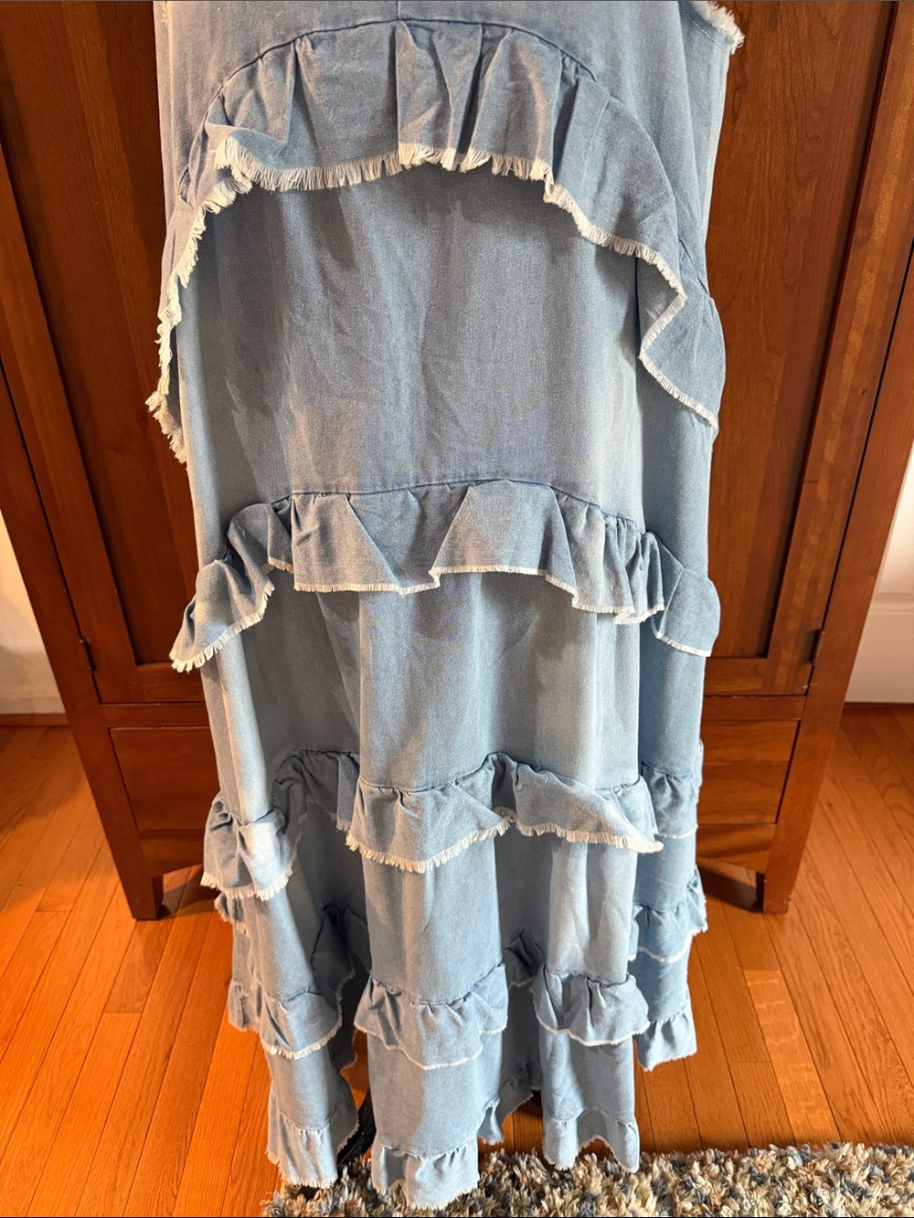 Denim Ruffle Maxi Dress - Picture 4 of 6